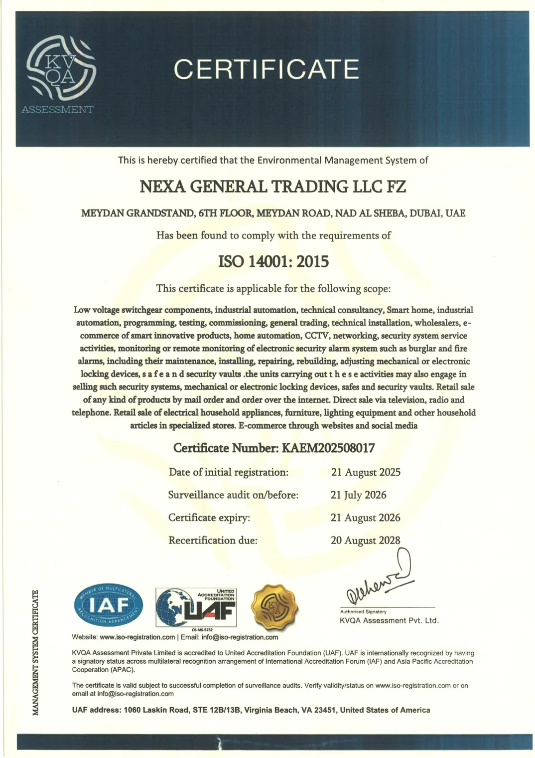 ISO 14001:2015 Environmental Management System