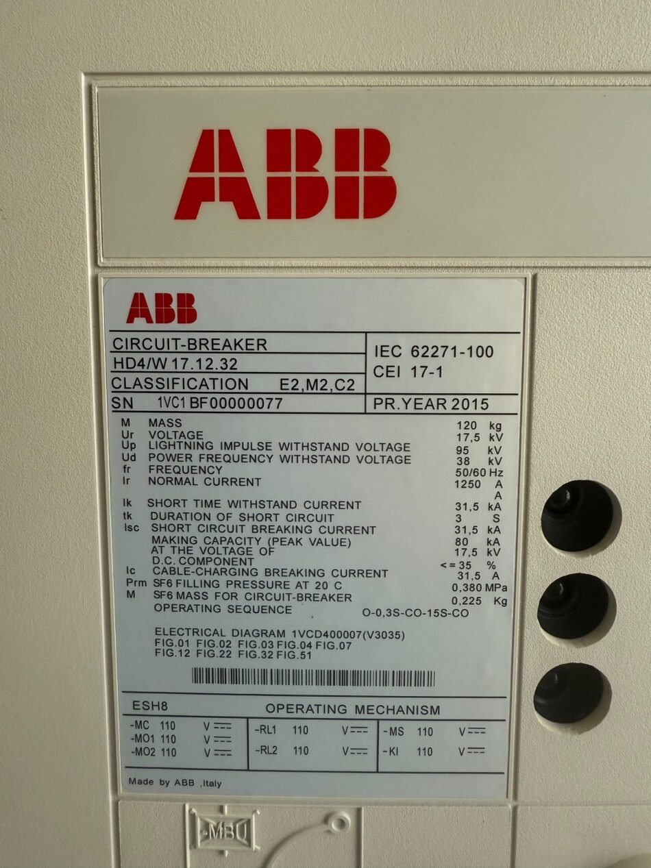 ABB HD4/W 17.12.32 Vacuum Circuit breaker - Medium Voltage - Image 3