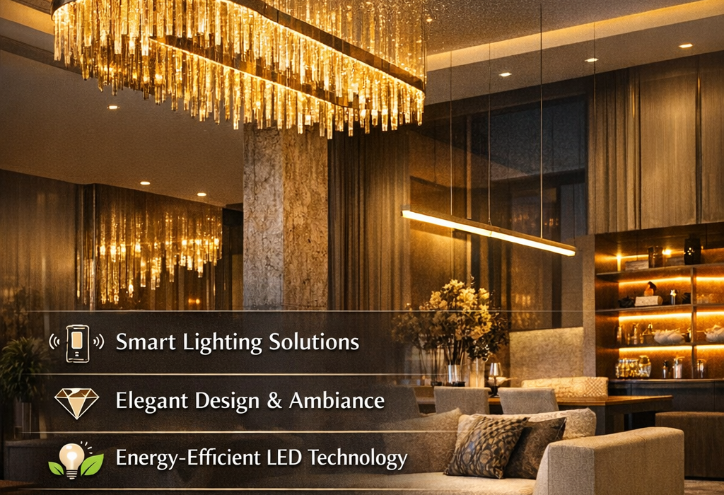 Modern luxury lighting installation in a premium interior by Nexa Automation in Dubai and Riyadh